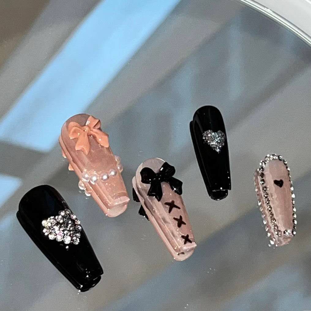 Süße & coole French Press-On-Nägel | Handgemachte abnehmbare Nagelkunst | Trendige Nägel für mühelosen Glamour