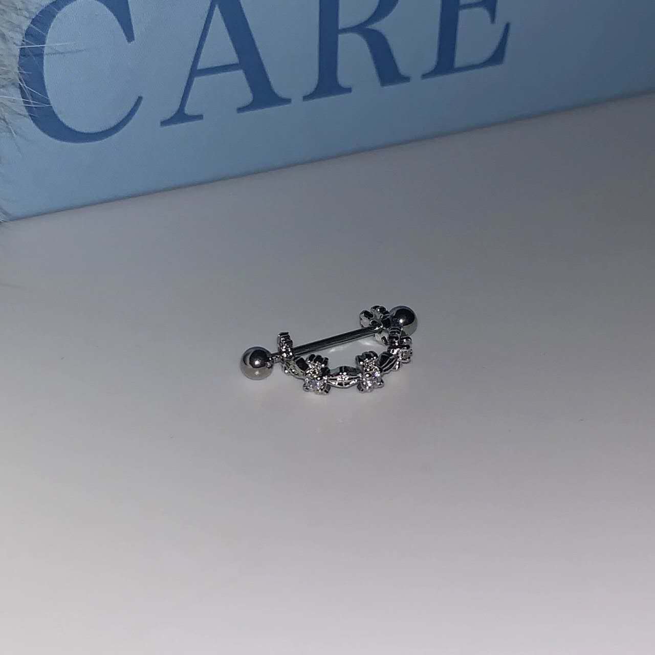 Blue Cross Snowflake Ear Cuffs | Titanium Double-Layer Helix Hoops
