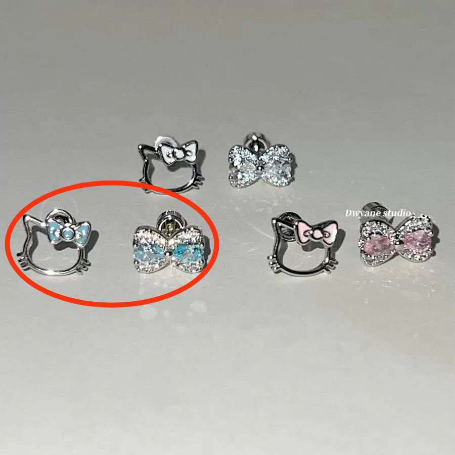 Funkelnde Kätzchen-Ohrmanschetten | Diamant-Schleifen-Helix-Ohrringe | Titan-Knorpelschmuck