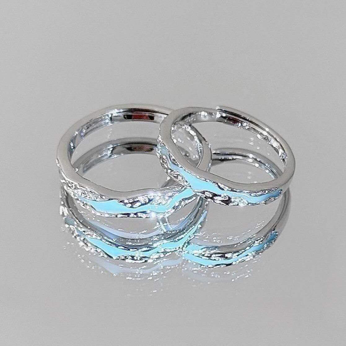 Butterfly Couple Rings Set | Minimalist Matching Promise Rings | Adjustable Unisex Design for Him & Her