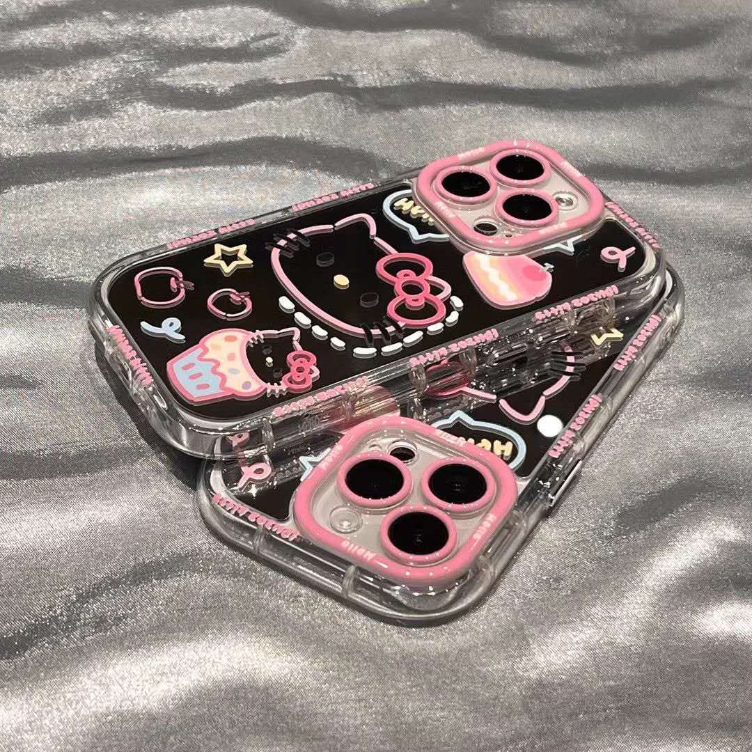 Hello Kitty Cake Mirror iPhone Case | Full-Body Soft Silicone Cover for Apple Phones