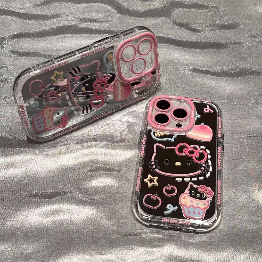 Hello Kitty Cake Mirror iPhone Case | Full-Body Soft Silicone Cover for Apple Phones
