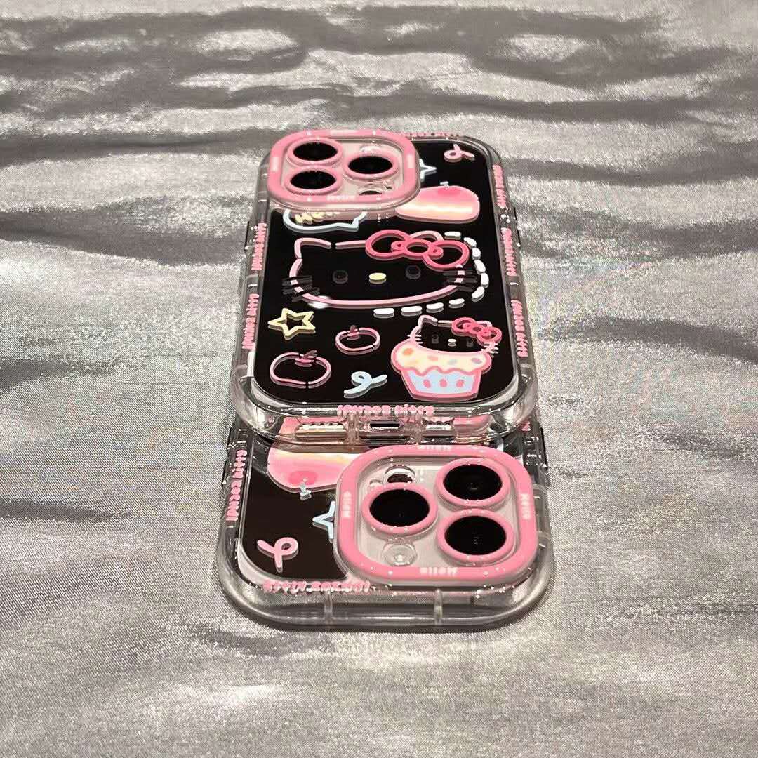 Hello Kitty Cake Mirror iPhone Case | Full-Body Soft Silicone Cover for Apple Phones