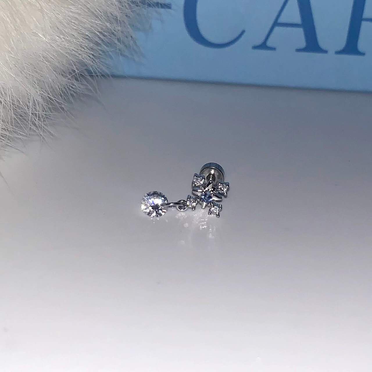 Blue Cross Snowflake Ear Cuffs | Titanium Double-Layer Helix Hoops