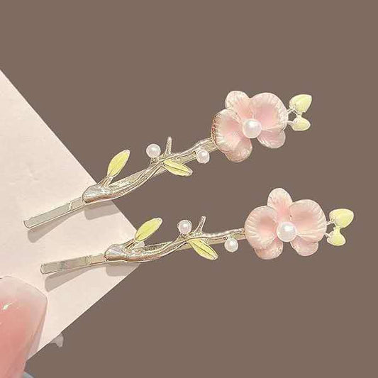 Ethereal Floral Pearl Hair Clips | Spring-Summer Hair Accessories for Women | Boho Side Bangs Clips