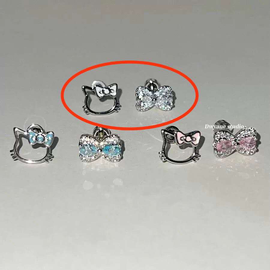 Funkelnde Kätzchen-Ohrmanschetten | Diamant-Schleifen-Helix-Ohrringe | Titan-Knorpelschmuck